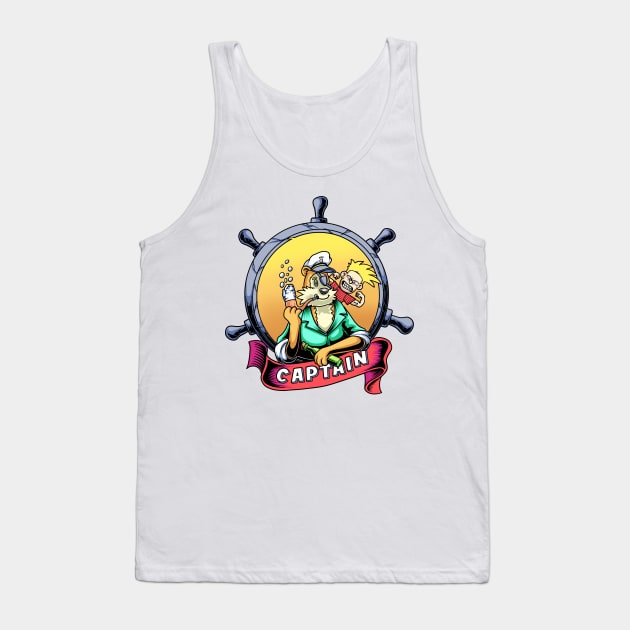 parody Calvin Hobbes Captain Tank Top by inhistime5783